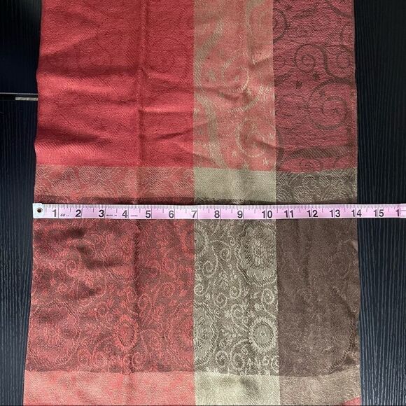 Fall Colors Paisley Plaid Long Scarf with Fringe, O/S - Picture 8 of 12